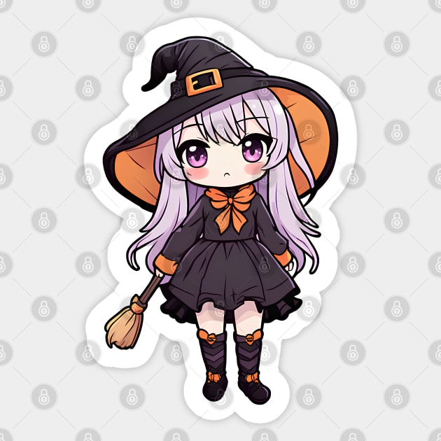 Cute anime witch girl Sticker by InkPulse